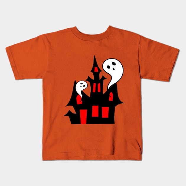 Funny Halloween Ghost House Kids T-Shirt by Urban